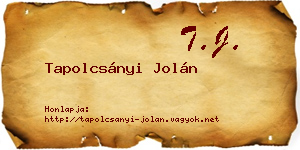 Tapolcsányi Jolán névjegykártya