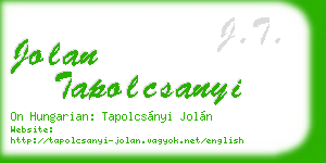 jolan tapolcsanyi business card